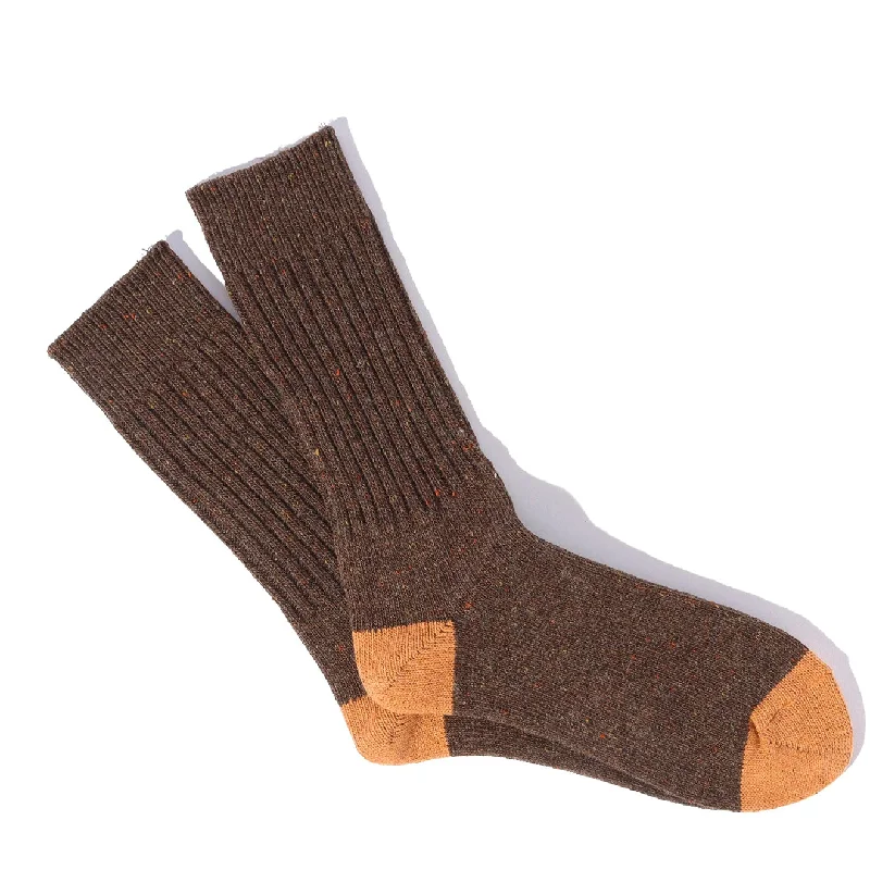 Anonymous Ism Tweed Nep Crew Socks Brown