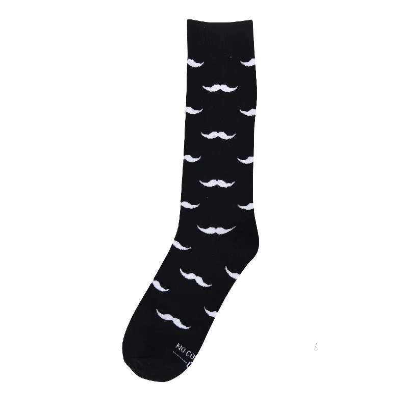 Black with White Mustache Socks