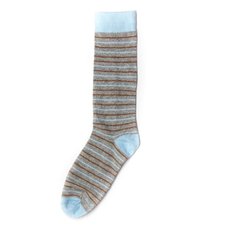 Blue, Brown, and Grey Striped Socks