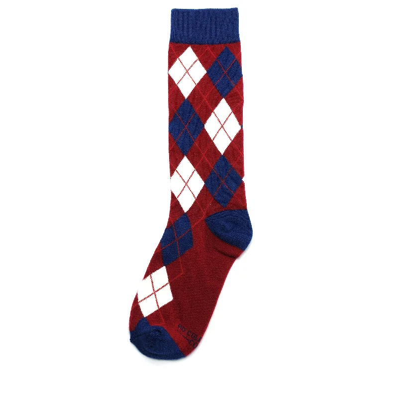 Burgundy and Navy Argyle Socks