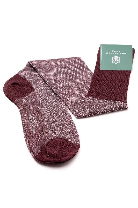 Burgundy & White Two-Tone Solid Socks