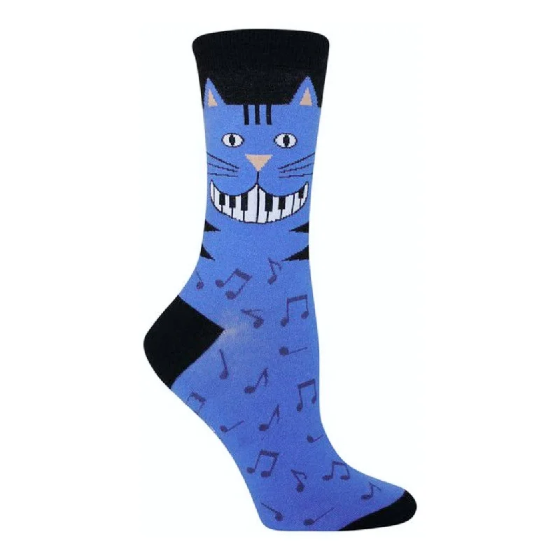 Cat with Piano Keys Teeth Women's Socks