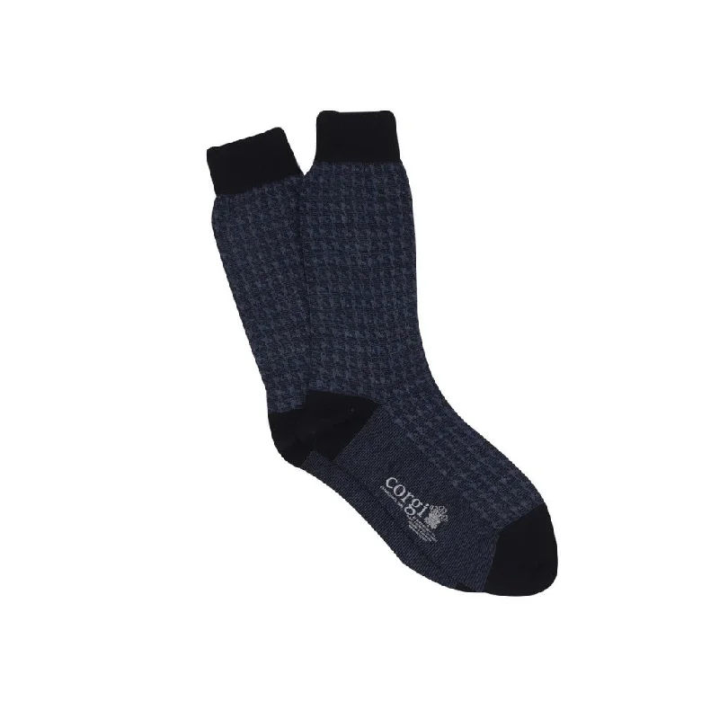 CORGI Cotton Houndstooth Socks NAVY