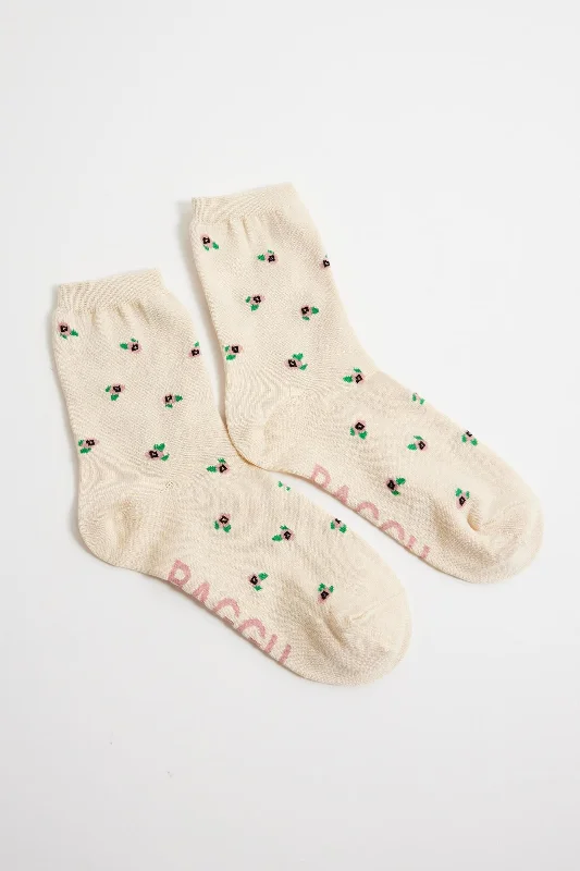 Crew Socks (Cream Rosette)