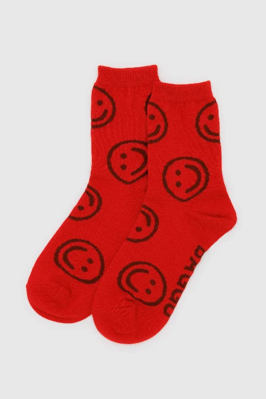 Crew Socks (Red Happy)