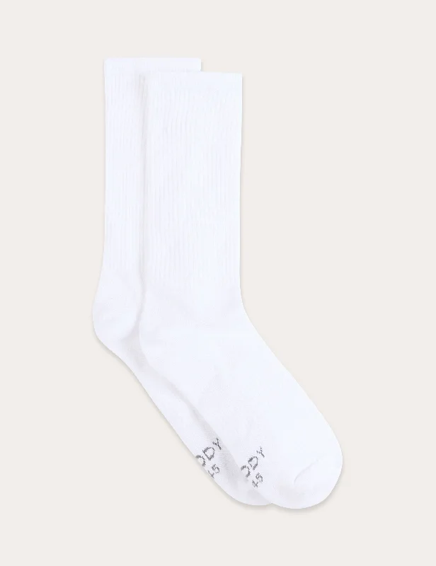 Cushioned Crew Socks - White