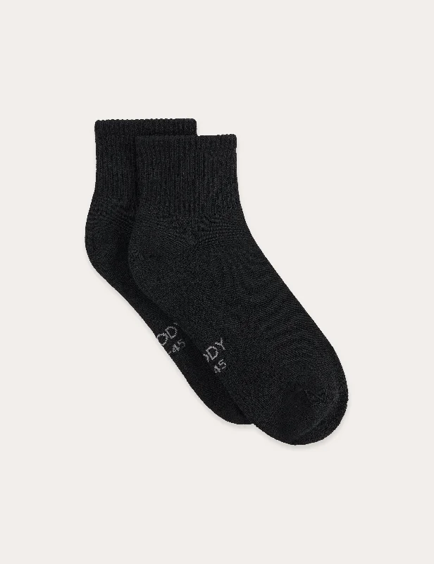 Cushioned Quarter Crew Socks - Black