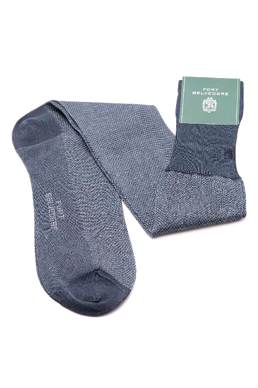 Gray & Prussian Blue Two-Tone Solid Cotton Socks