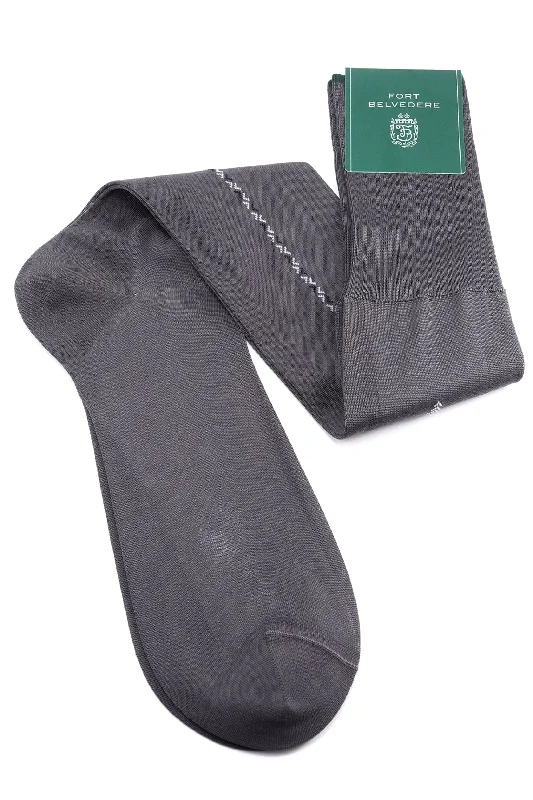 Gray Cotton Socks with Light Gray & Black Clocks