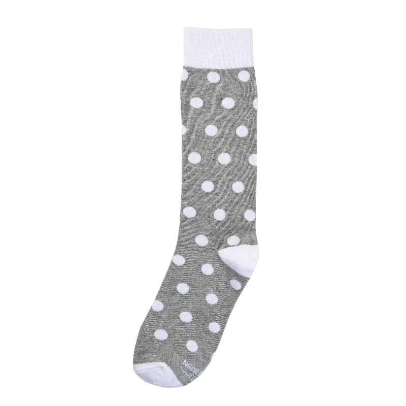 Grey Socks with White Polka Dot Socks