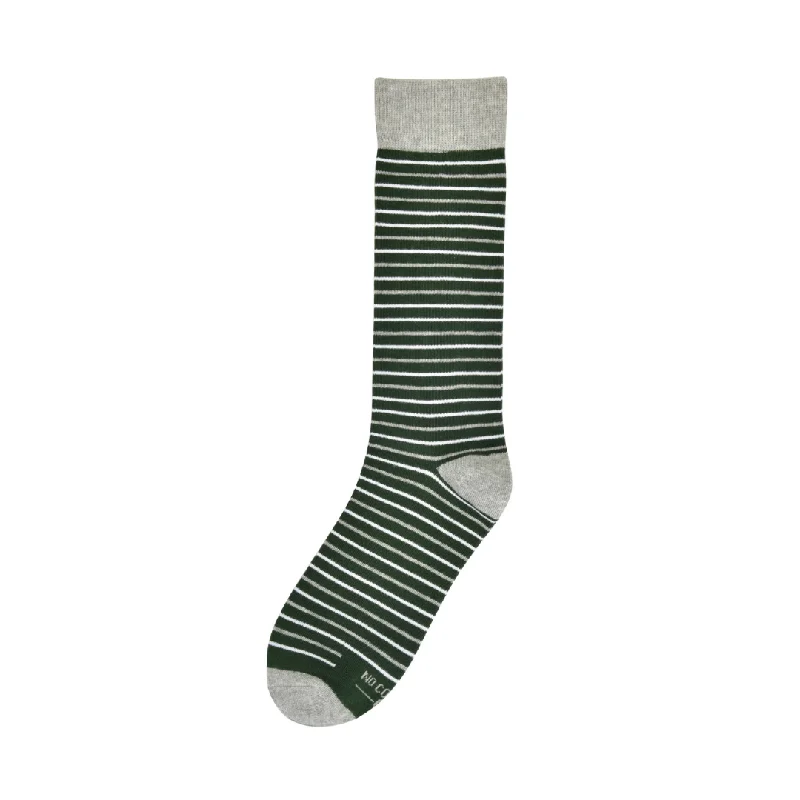 Hunter Green and White Striped Socks