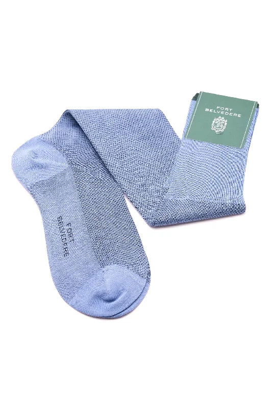 Light Blue & Navy Blue Two-Tone Cotton Socks