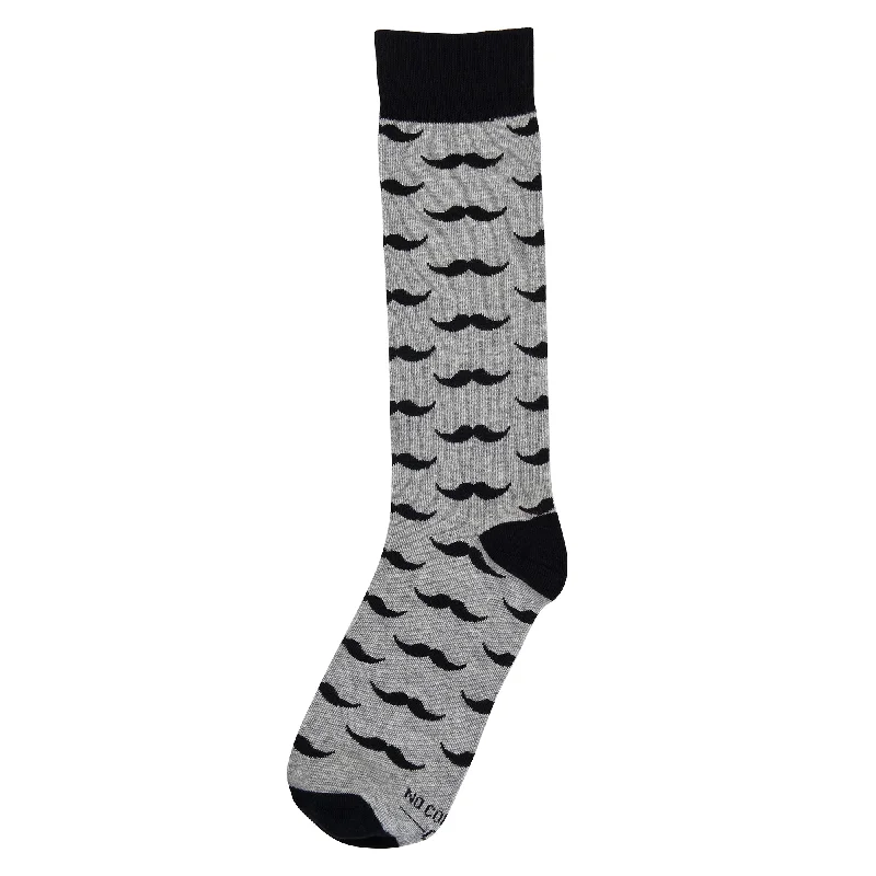 Grey with Black Mustache Socks