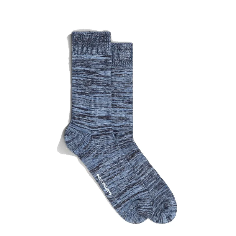 Norse Projects Bjarki Blend Socks Steel Blue