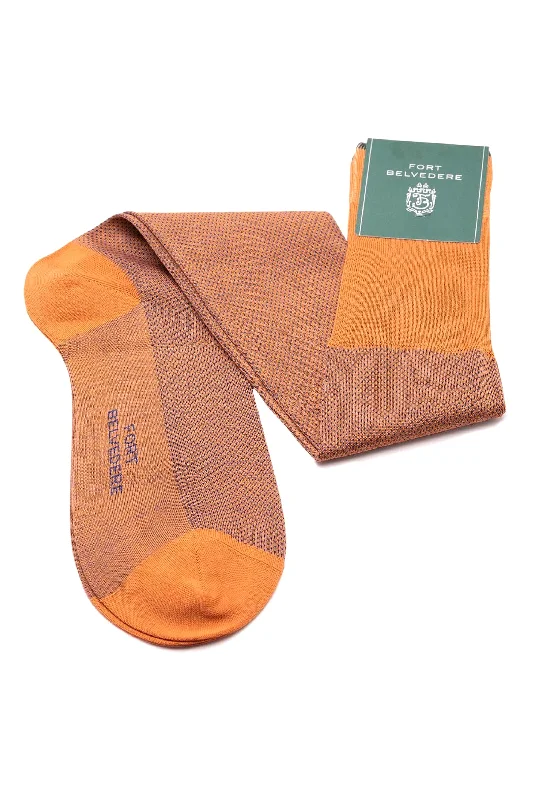 Orange & Navy Blue Two-Tone Cotton Socks