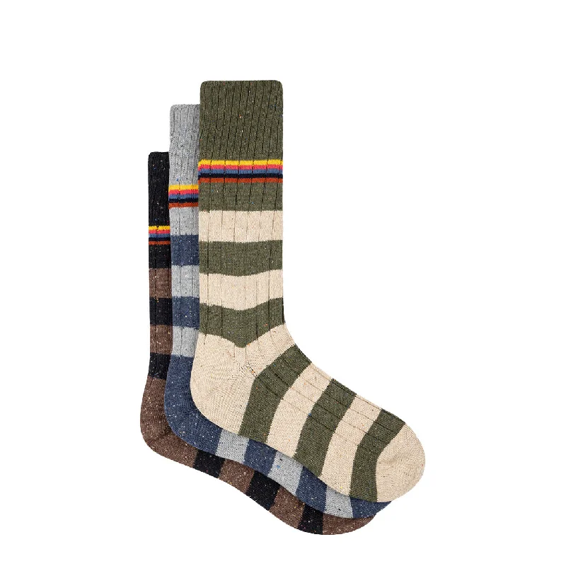 Paul Smith Stripe Ribbed Socks Three Pack Multi