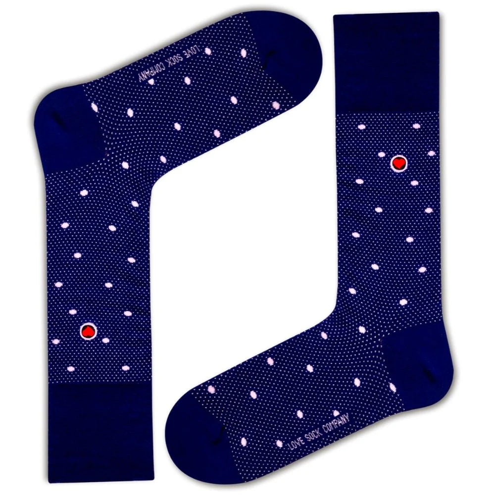 Polka Night Men's Luxury dress Socks Navy (M)