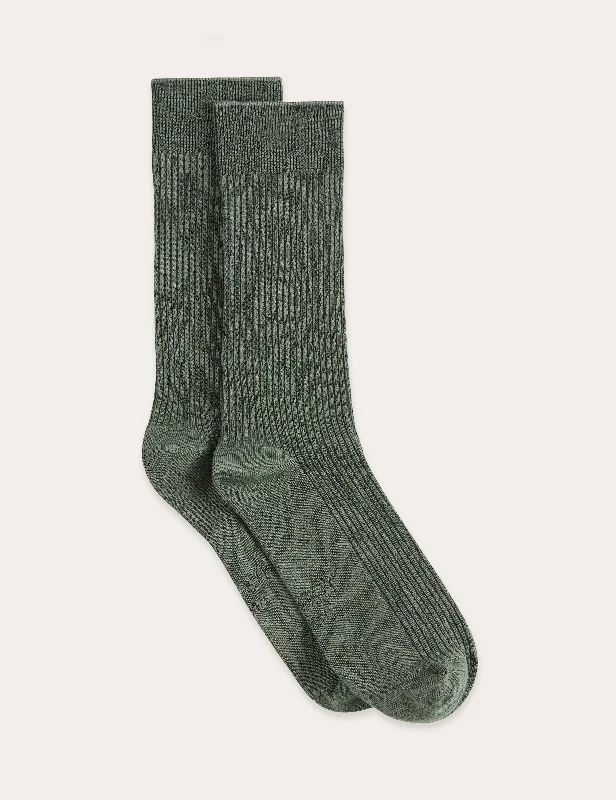 Ribbed Crew Socks - Moss