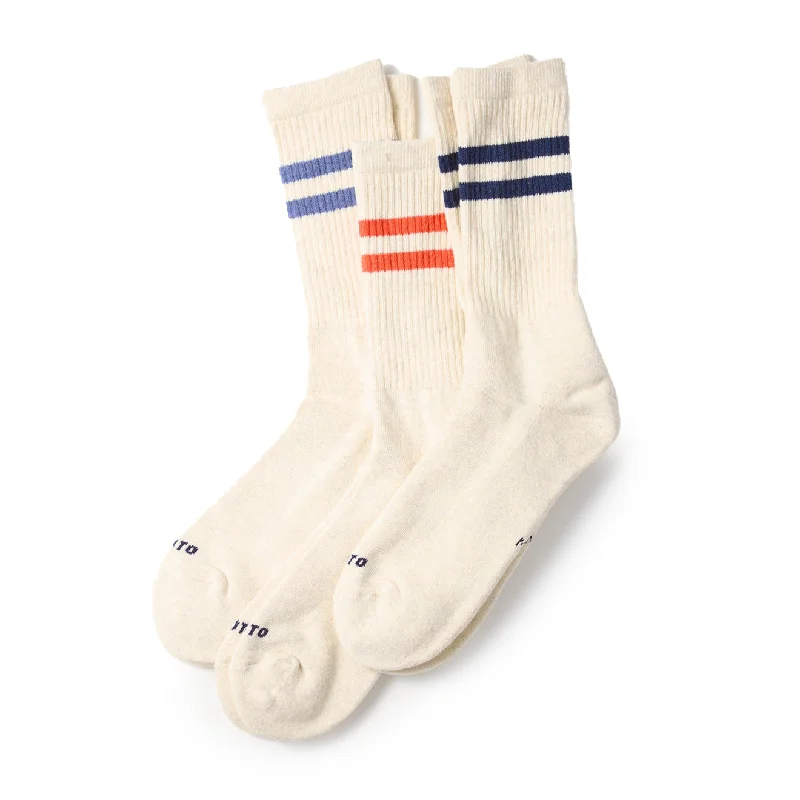 Rototo Classic Athletic 3 Pack Crew Socks Navy / Light Blue / Red