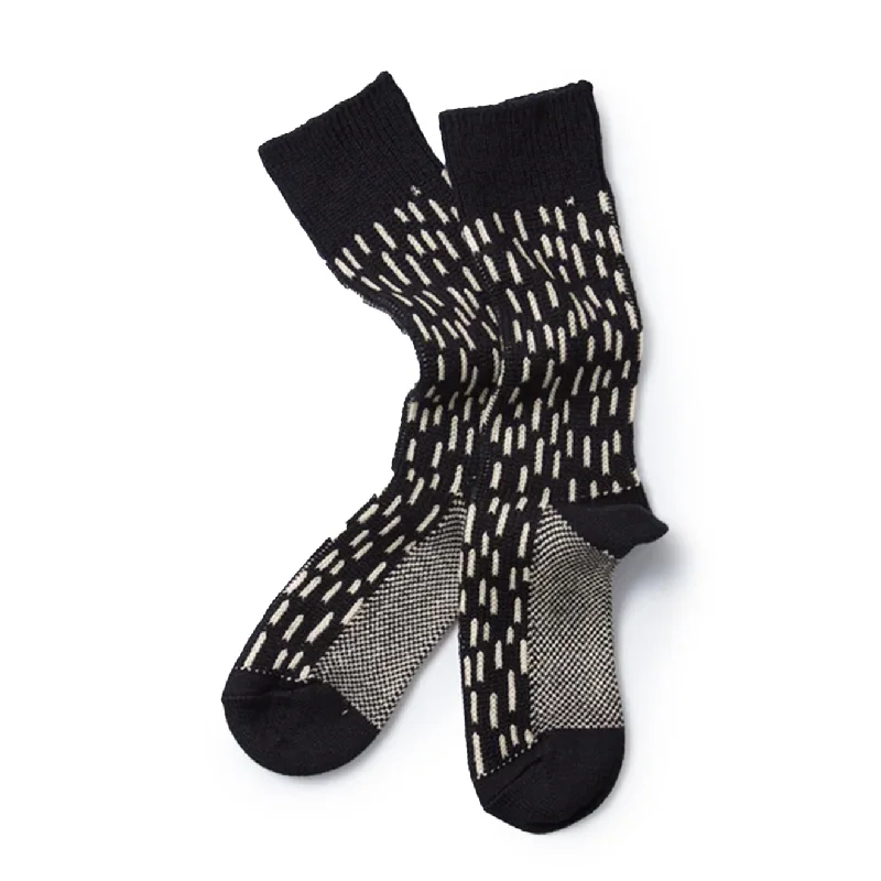 Rototo Rain Drop Crew Socks Black / Ivory