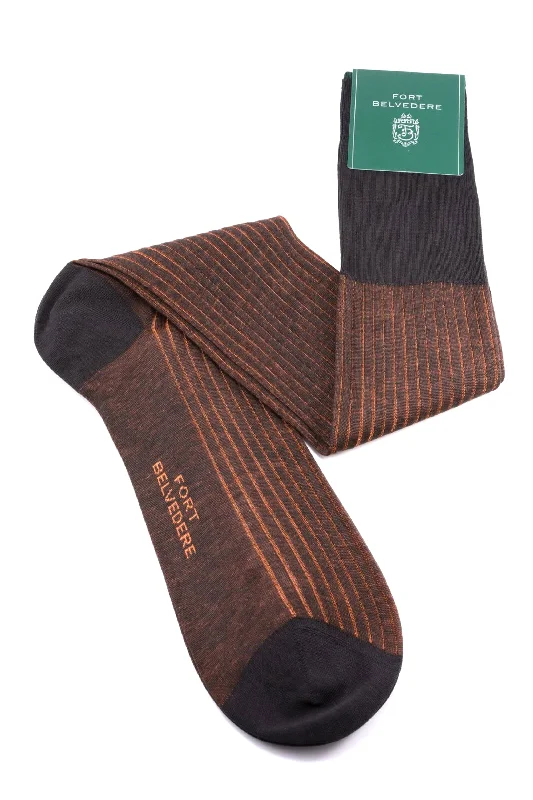 Charcoal & Orange Shadow Stripe Cotton Socks