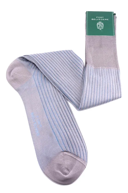 Light Gray & Light Blue Shadow Stripe Cotton Socks