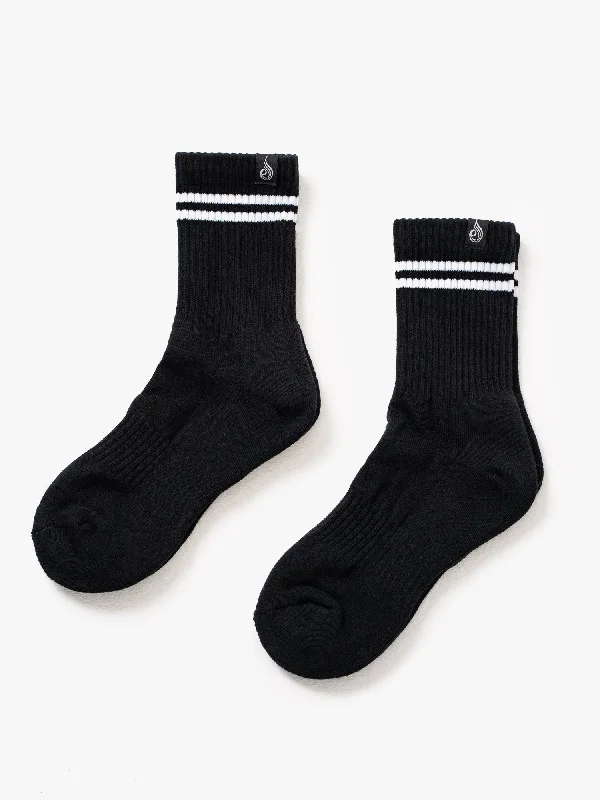 Stripe Crew Socks - Black