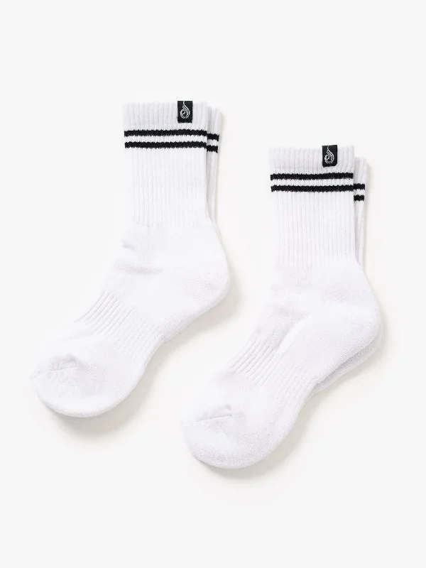 Stripe Crew Socks - White