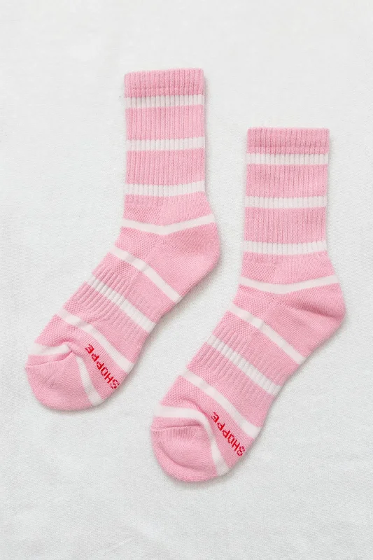 Striped Boyfriend Socks (Pink White)