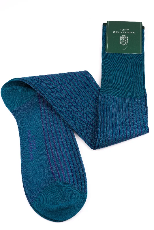 Teal & Purple Shadow Stripe Cotton Socks