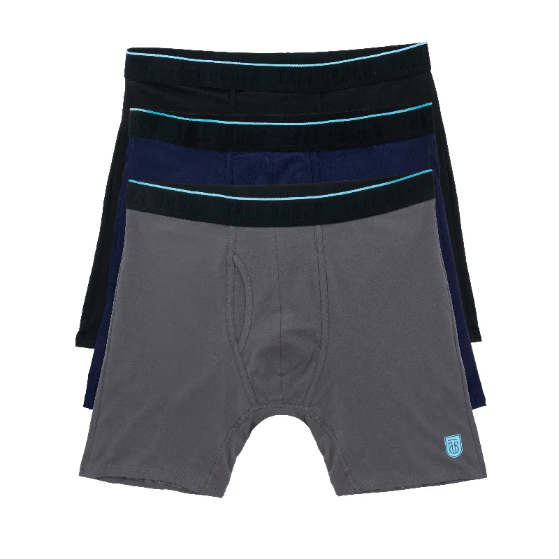 The Boxer Briefs - Black, Navy, and Grey Boxer Briefs Three-Pack - Cotton Stretch Boxer Briefs