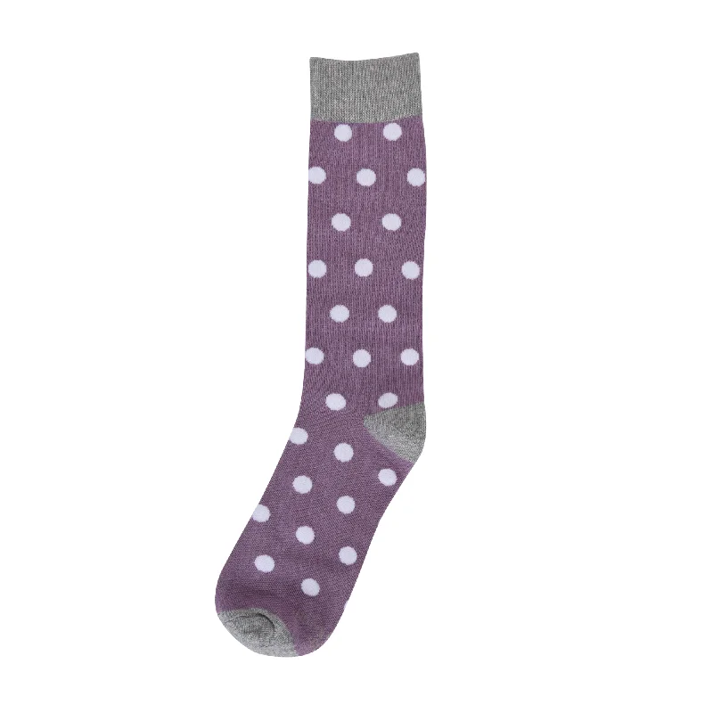 Wisteria Purple with White Polka Dot Socks